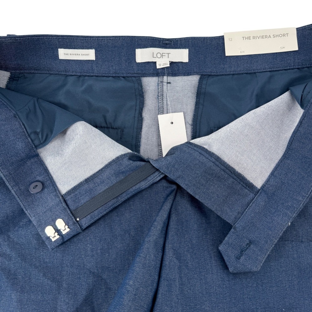 Loft The Riviera Short Women 12 Dark Indigo Blue Stretch Cotton Blend Preppy NWT - Picture 2 of 8